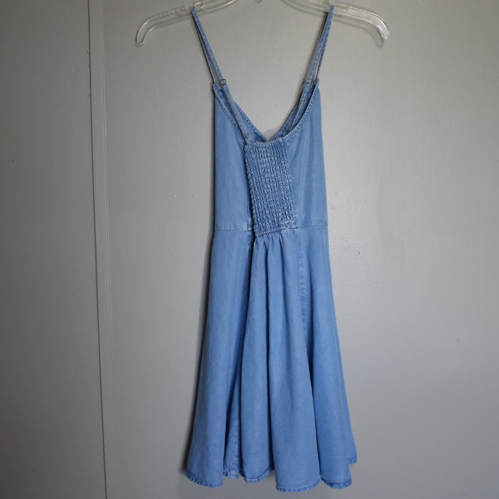 Chambray Denim Embroidered Corset Front Dress S - Picture 4 of 6